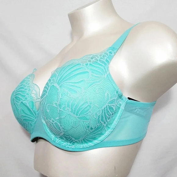 38DDD Paramour 135061 Tempting Floral Lace Underwire Bra Spa Green NWT - Picture 2 of 6
